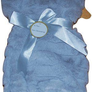 Faux Fur Wine Bag with Ribbon Tie-Soft Ribbed Grey